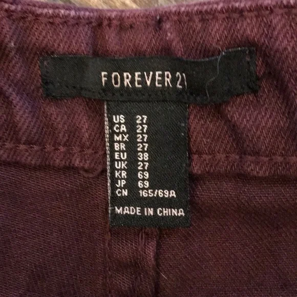 Burgundy Frayed Hem Shorts - Picture 3 of 4